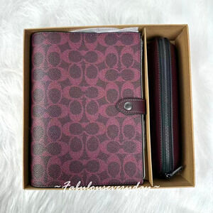 Coach Boxed Notebook And Pencil Case Set In Signature Canvas Black Currant CCP97
